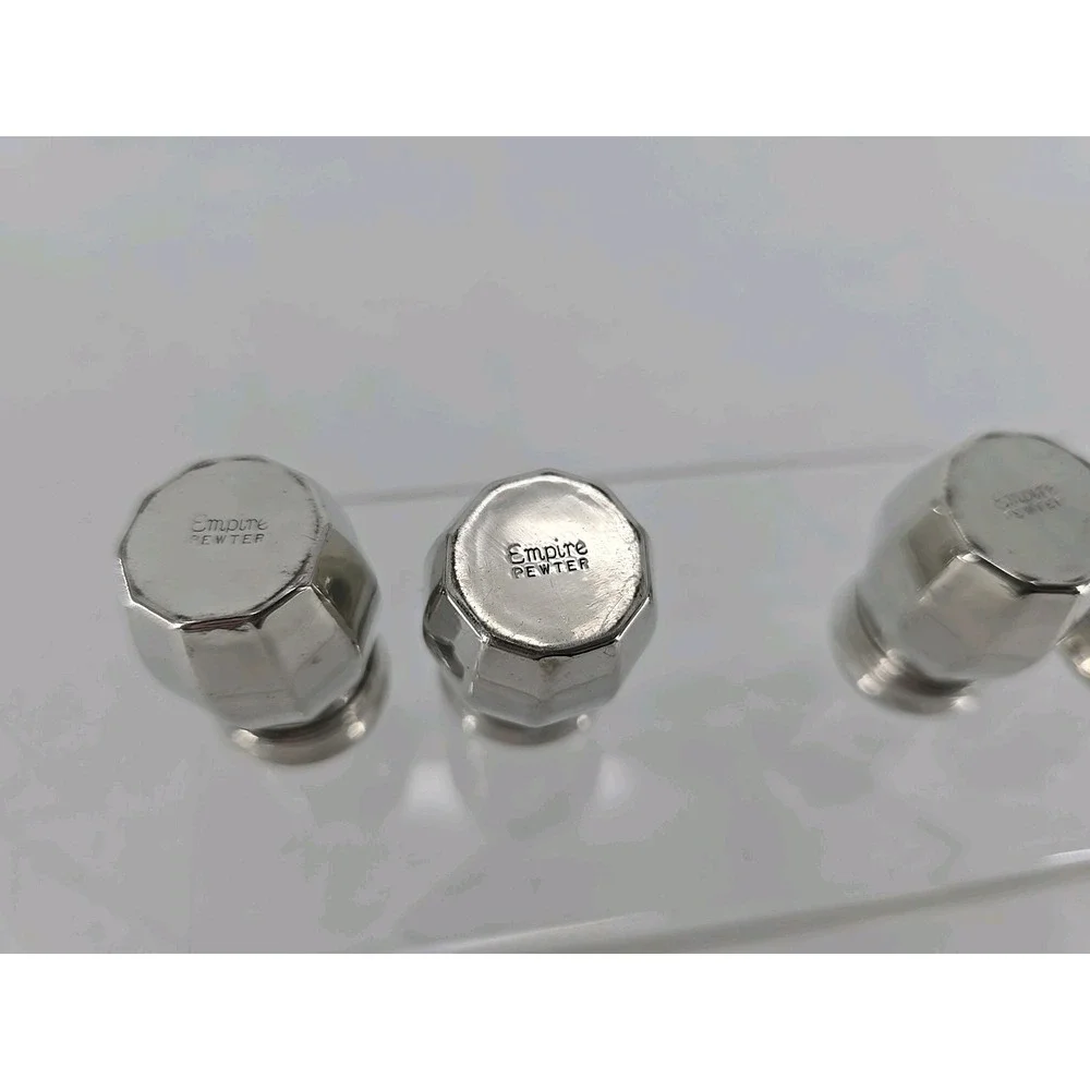 4 Lot Set of Vtg Empire Pewter Salt & Pepper Mini‎ Salt / Pepper Shakers